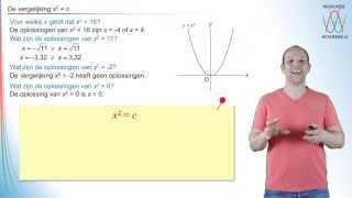 Kwadratische vergelijkingen  de vergelijking x2  c  WiskundeAcademie [upl. by Landy]