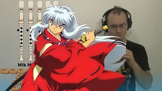 Inuyasha Opening para flauta dulce con notas notes Flute recorder blockflote [upl. by Anitan282]