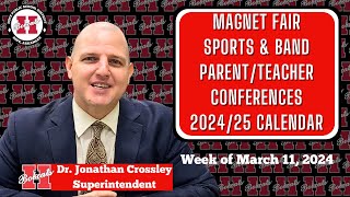 Dr Crossleys Weekly Update Magnet Fair School Calendar ParentTeacher Conferences more [upl. by Dett]