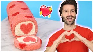 RECETTE ROLL CAKE STVALENTIN  GÂTEAU SURPRISE ❤️❤️❤️ [upl. by Ylrebmek]