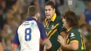 Australia vs England Willie Mason knocks Feildon out cold [upl. by Nevetse]