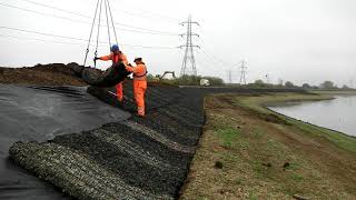 Rock Mattress going in on London reservoir spillway [upl. by Dranreb]