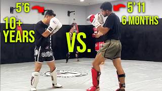 Muay Thai Sparring a TALL Fighter Technique Breakdown [upl. by Og931]