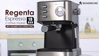 Wonderchef Regenta Espresso Coffee Machine 19bar  Cafe like Espresso Cappuccino amp Latte at Home [upl. by Mascia689]