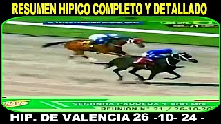 🟢 RESUMEN DE CARRERAS HIPICAS COMPLETAS Y DETALLADAS ☑  HIP VALENCIA 261024 [upl. by Verene]