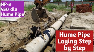 Hume Pipe Laying Step by Step II NP 3 450 dia Pipe Laying Procedure [upl. by Akerdnahs938]