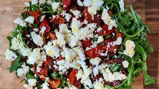 Rocket Salad With Dried Tomatoes And Greek Feta Cheese [upl. by Jesselyn]