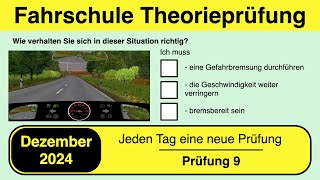 🚘 Führerschein Theorieprüfung Klasse B 🚗 Dezember 2024  Prüfung 9 🎓📚 [upl. by Beverle513]