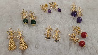 Gold copy earrings combo with real beads 7006244709 [upl. by Niwri]