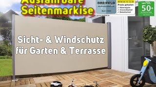 Ausfahrbare Seitenmarkise Funktion  Sichtschutz  Windschutz [upl. by Tingey]