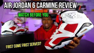 Air Jordan 6 CARMINE ON FEET REVIEW WATCH BEFORE You BUY WORTH 200 [upl. by Colt]