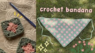 How To Crochet Granny Square Bandana 🧣 Easy Tutorial [upl. by Nebe498]