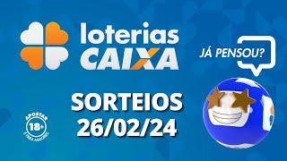 Loterias CAIXA Quina Super Sete Dupla Sena e mais 26022024 [upl. by Martinson680]