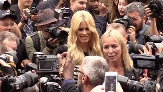 Crazy arrival of Claudia Schiffer at 2017 Balmain fashion show in Paris [upl. by Llerrej]