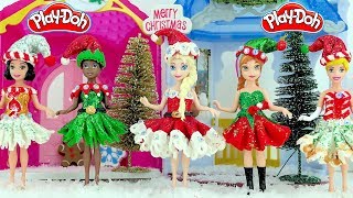 Disney Princess Magic Clip DIY Play Doh Dresses  Anna Elsa Christmas Dress Up [upl. by Eceinert]