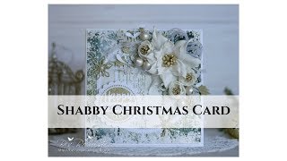 Shabby Xmas Card with Foamiran flowers by Bev Rochester [upl. by Reggy635]