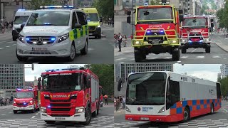 Brandweer Civiele Bescherming Ambulances en MUG tijdens de Nationale Défilé in Brussel [upl. by Deanne370]