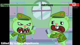 Flippy vs Evil Flippy Battle with Healthbars 12 🎇Goodbye 2021 Happy New Year 2021🎇 [upl. by Anaitat]