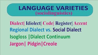 Language varieties Language Variations in Sociolinguistics Dialect Accent Idiolect Regional Dia [upl. by Lareine904]