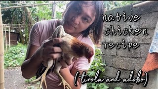 BISAYANG MANOK recipe  cooking tinola and adobo using native chicken  morning chores in the bukid [upl. by Connett]