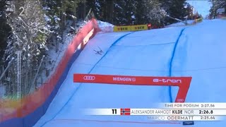 Aleksander Aamodt Kilde ski crash Wengen at 145kmh⛷️🇨🇭 [upl. by Odnomor]