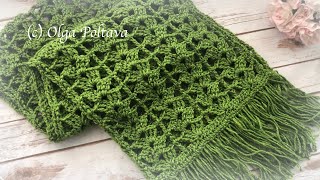 Como Tejer una Bufanda de Abanicos Grandes Puntos Altos Dobles Tutorial de Crochet Paso a Paso [upl. by Hewitt]