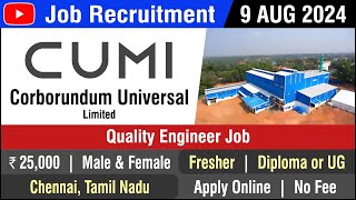 JOB  Corborundum Universal Limited  Recruitment  9 AUGUST 2024  Careers  Tamil Nadu  in Tamil [upl. by Gnex]