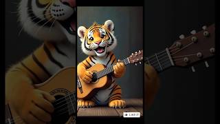 Baby tiger play with guitar  Cute tiger  srivalli Song  ai pushpa viralvideo srivalli [upl. by Azarria53]