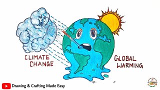 Global warming drawing  Climate change drawing  Global warming and climate change drawing easy [upl. by Dielu]