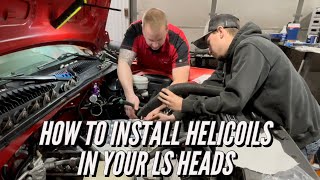 How to install a helicoil in an Ls cylinder head Strip out a hole No big deal [upl. by Garnes716]