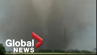 Two dead after tornado hits western Manitoba [upl. by Sanborn]