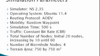 Simulation Study of Impacts of Collaborative Worm Hole Attacks In MANETs [upl. by Erfert]