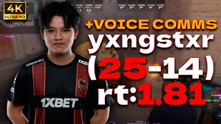 yxngstxr 2514 rt181 VOICE COMMS l EU FACEIT RANKED mirage  cs2 pov [upl. by Yeldua]