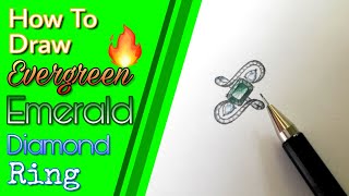 How To Draw Evergreen Emerald Diamond Ring  Jewellery Design  Diamond Ring  Wedding Ring [upl. by Rowell]