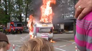 200ste video Demonstratie Caravanbrand bij open dag Brandweer GroningenStad [upl. by Aelgna]