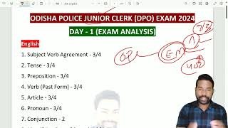 JUNIOR CLERK DPO EXAM ANALYSIS DAY  1  Odisha Police Exam 2024  By Sunil Sir [upl. by Holt229]