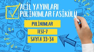 ACİL YAYİNLARİ POLİNOMLAR FASİKÜLÜ Polinomlar test7huseyinhocamatematik2519 [upl. by Ball745]