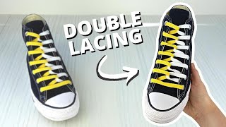 DOUBLE LACING SHOES TUTORIAL Easy Way [upl. by Lairbag834]