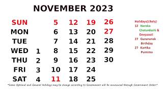 November Calendar 2023 [upl. by Pedro146]