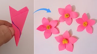 Very Easy Paper Flower Making CraftHow to make Paper Flower5 Petal Paper Flower Craft idea [upl. by Lohcin687]