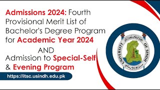 Admission 2024 Fourth Provisional Merit List amp Admission to Special Self amp Evening Programs 2024 [upl. by Laise]