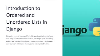 Introduction to Ordered and Unordered Lists in Django [upl. by Cleary]