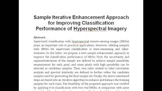 Sample Iterative Enhancement Approach for Improving Classification Performance of Hyperspectral Imag [upl. by Singhal109]