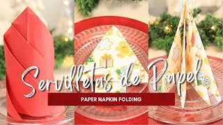 SERVILLETAS DE PAPEL DECORATIVAS  PAPER NAPKIN FOLDING [upl. by Rebmac]