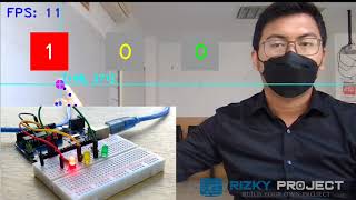 DEMO Virtual Button LED Control  Opencv Arduino [upl. by Hanoj456]