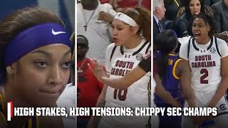 HIGH STAKES ➡️ HIGH TENSIONS 👀 CHIPPY MOMENTS from LSU vs South Carolina  ESPN College Basketball [upl. by Krauss]