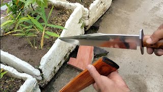 knife making  Making pinewood sheath for Bowie knife [upl. by Ralyat]