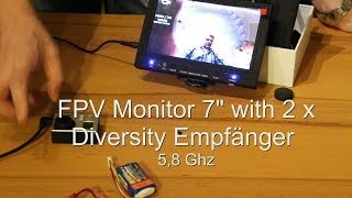 58GHz FPV Empfänger  FPV Diversity 7quotTFT LCD Receiver Monitor Rx with Go Pro Hero 3 [upl. by Ocin]