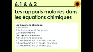 61 amp 62 Les rapports molaires dans les équations chimiques [upl. by Susannah124]