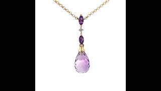 18ct Gold Amethyst and Diamond Pendant Necklace [upl. by Atilamrac]